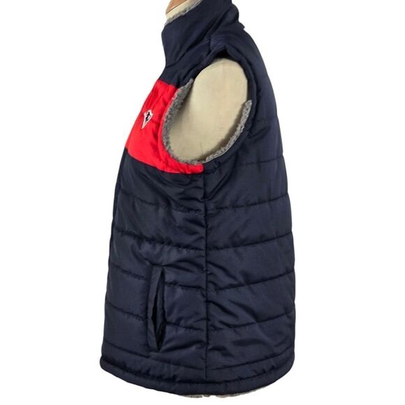 NFL New England Patriots Blue and Red Reversible Puffer and Fleece Vest - Picture 4 of 10